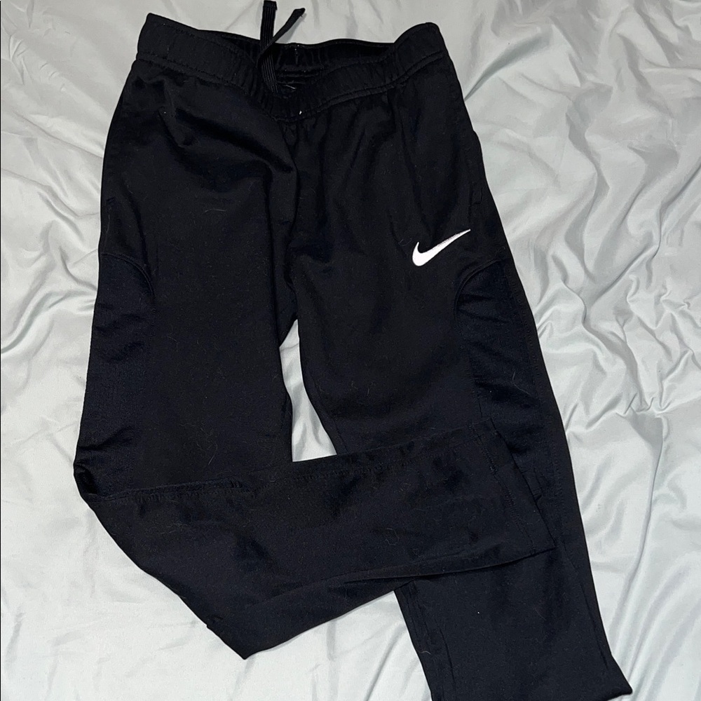 Nike Black Jogger Sweatpants with White Swoosh - Kids